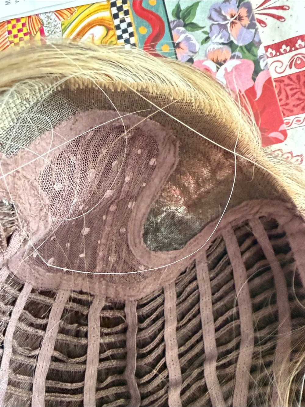 Belle Tress Lady Latte Macadamia rooted Blonde. Great layered straight fiber Bob